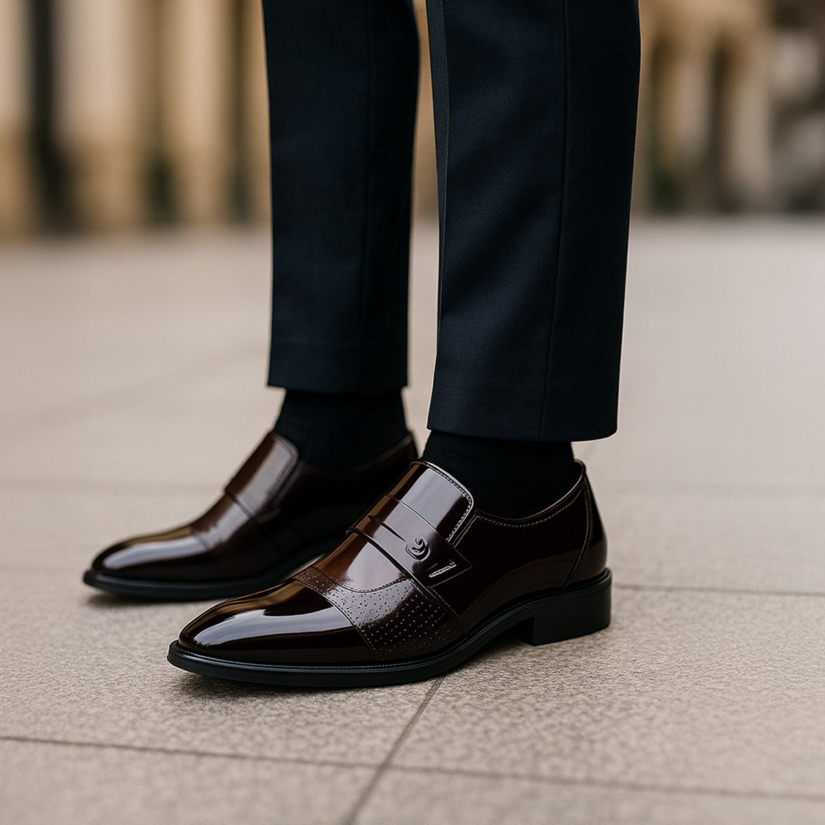 Premium Men's Leather Slip On Dress Loafers
