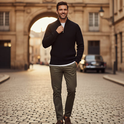 Classic Men's Quarter Zip Knitted Sweater