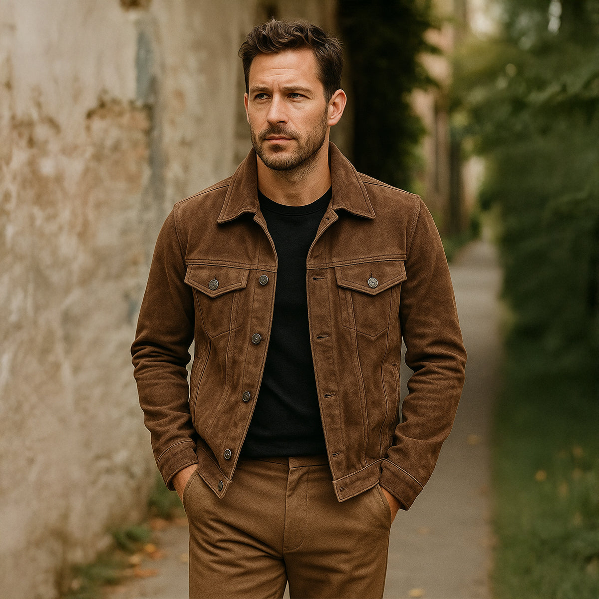 Rugged Leather Denim Jacket
