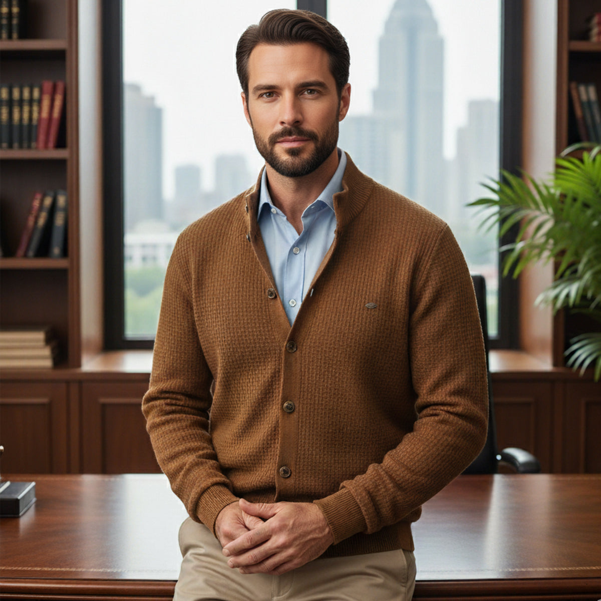 Relaxed Fit Mens Knit Button Cardigan