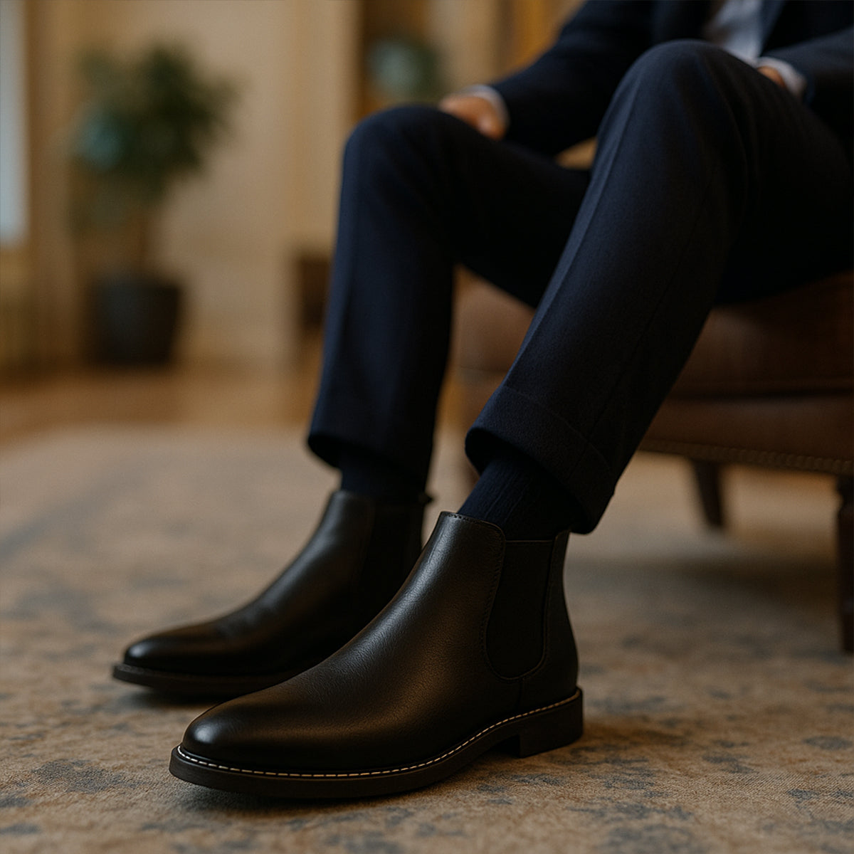 Timeless Men's Genuine Leather Chelsea Boots