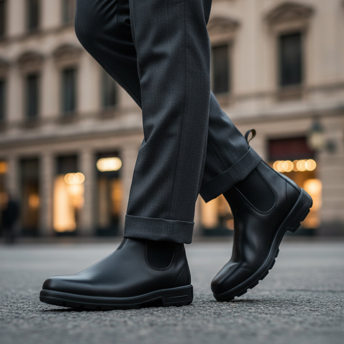 Classic Black Leather Ankle Boots for Men