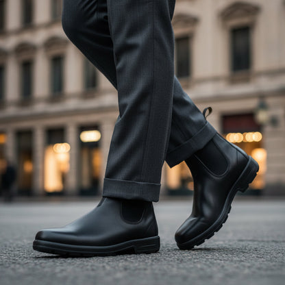 Classic Black Leather Ankle Boots for Men