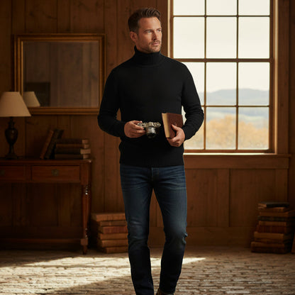 Warm Merino Wool Turtleneck Sweater for Men
