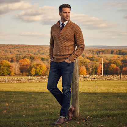 Classic Men's Cable Crew Neck Sweater