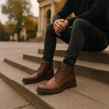 Brown Leather Ankle Boots for Men