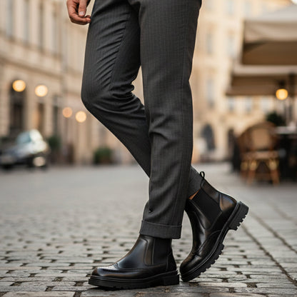 Classic Mens Black Leather Ankle Boots