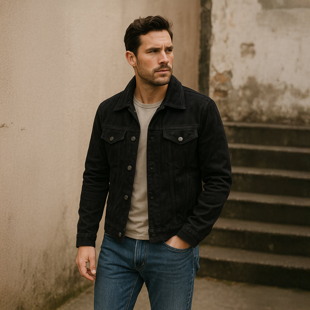 Classic Brown Leather Mens Jacket - Casual Outdoor Wear