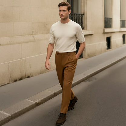 Classic Fit Pleated Mens Trousers