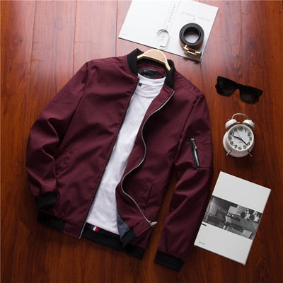 Slim Fit Men's Zip Up Bomber Jacket