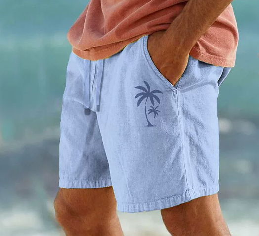 Beachy Summer Shorts with Leaf Print Design