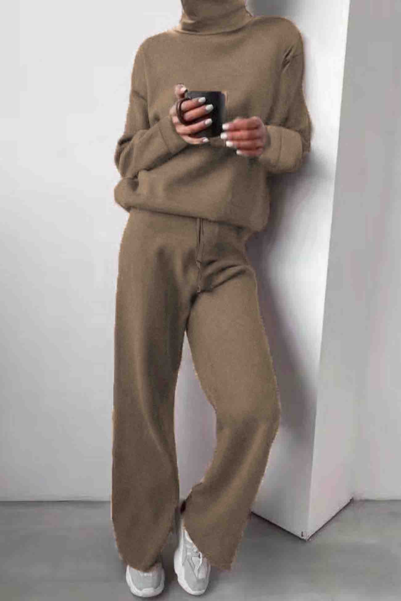 Soft Women's Sweater Turtleneck Top and Pant Set