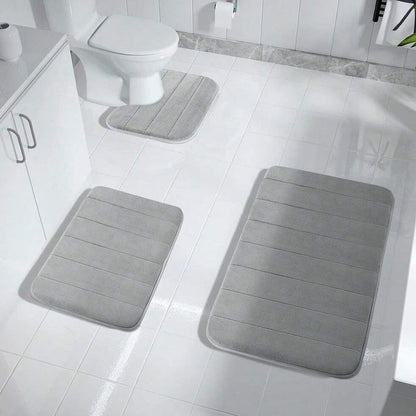 Plush 3-Piece Non-Slip Bath Mats, Memory Foam Cushioning