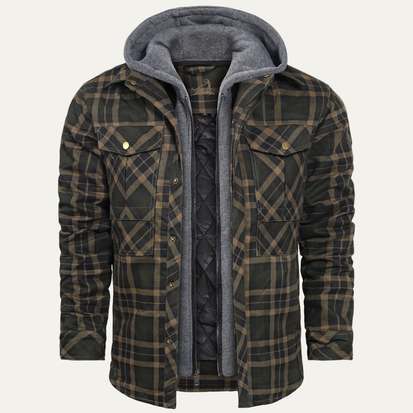 Warm Quilted Plaid Flannel Shirt Jacket