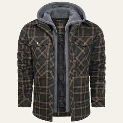 Warm Quilted Plaid Flannel Shirt Jacket