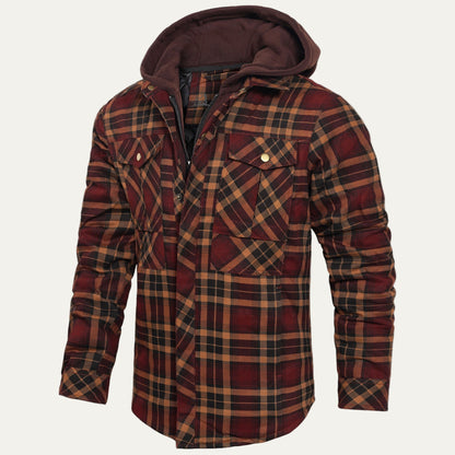Warm Quilted Plaid Flannel Shirt Jacket