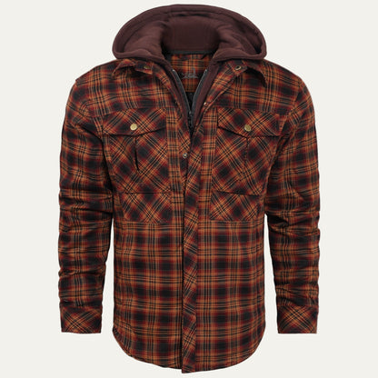 Warm Quilted Plaid Flannel Shirt Jacket