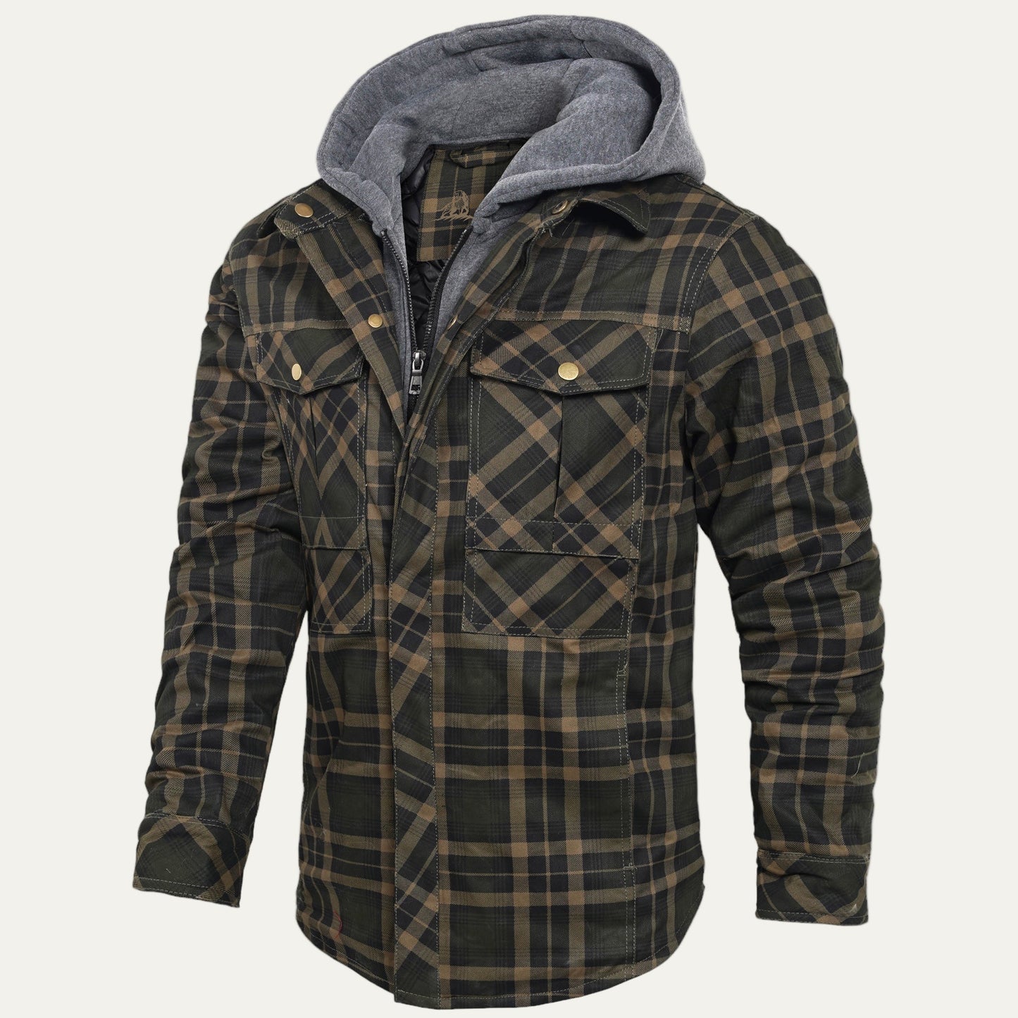 Warm Quilted Plaid Flannel Shirt Jacket