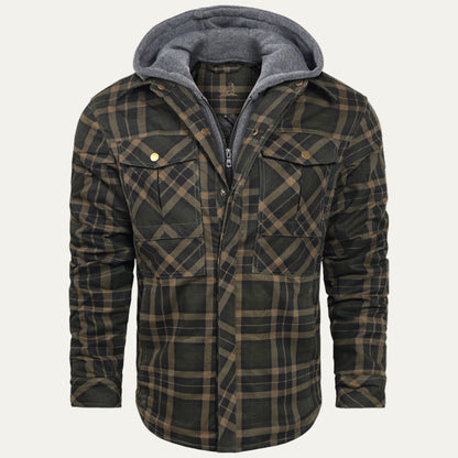 Warm Quilted Plaid Flannel Shirt Jacket