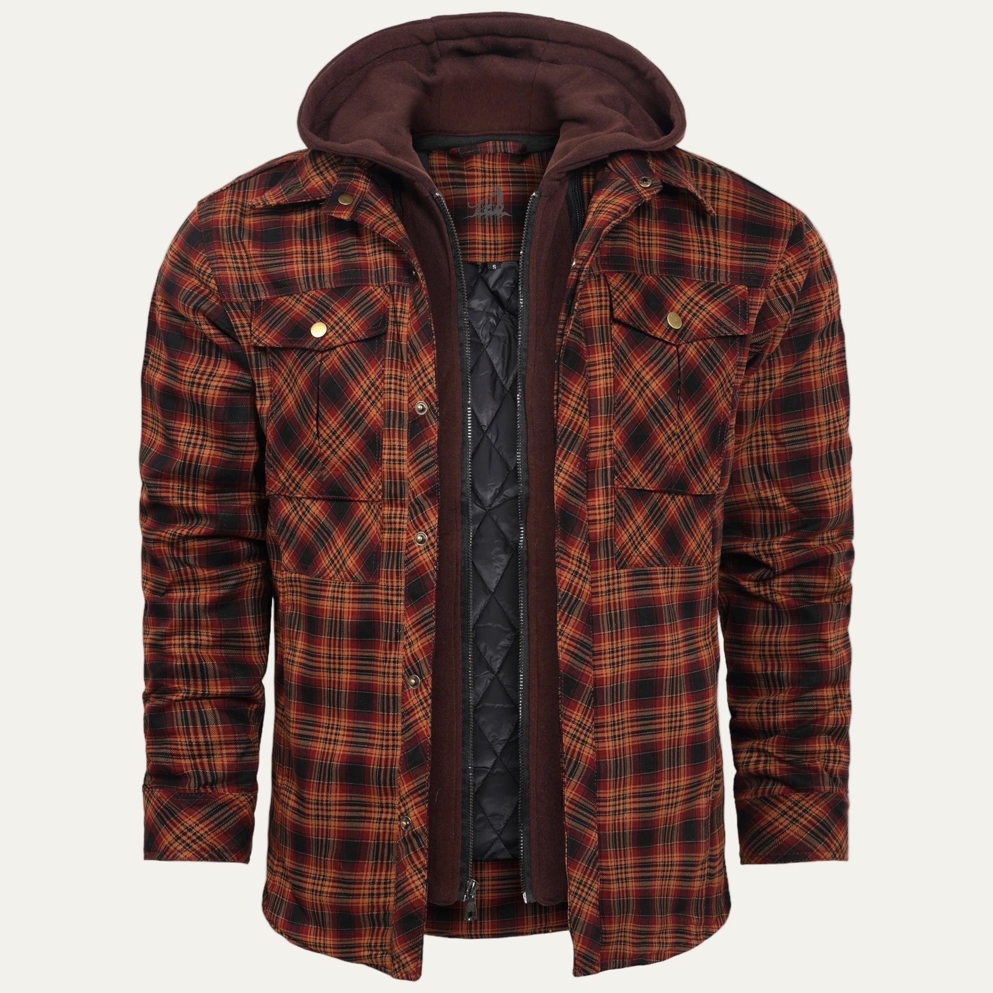 Warm Quilted Plaid Flannel Shirt Jacket - OutfitLondon