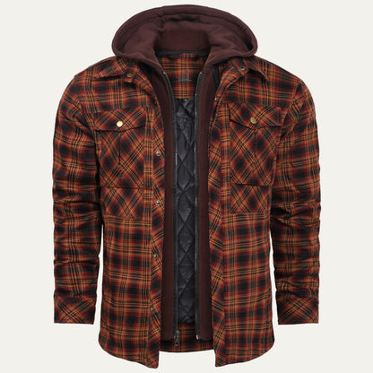 Warm Quilted Plaid Flannel Shirt Jacket - OutfitLondon