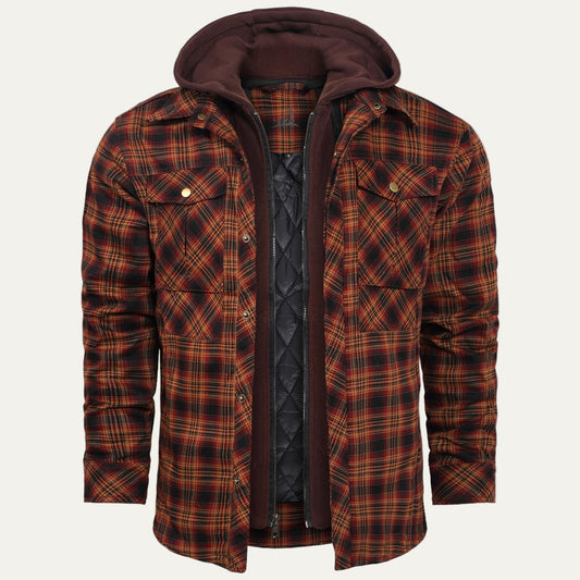 Warm Quilted Plaid Flannel Shirt Jacket - OutfitLondon