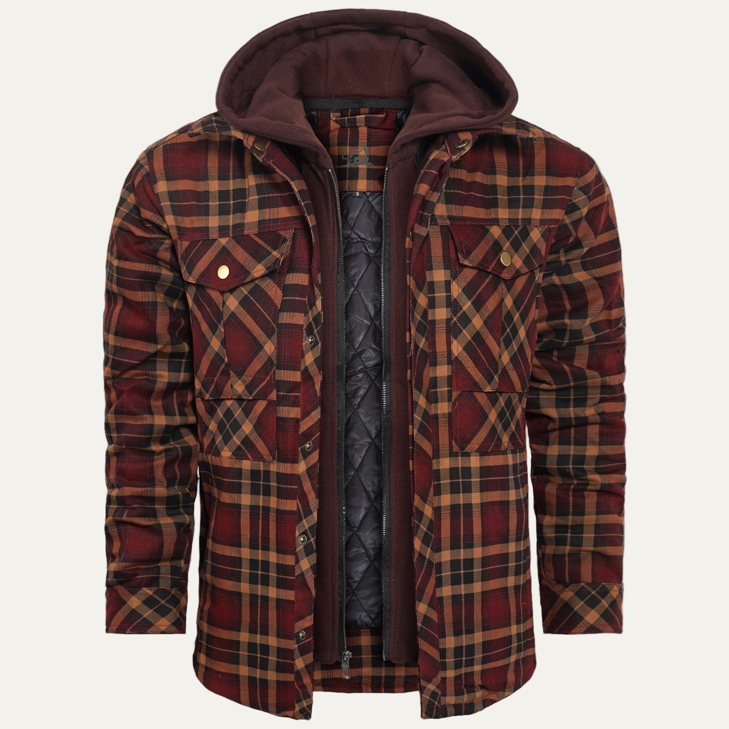 Warm Quilted Plaid Flannel Shirt Jacket