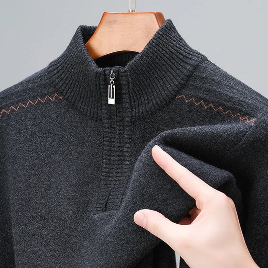 Warm Men's Quarter Zip Fleece Sweater - OutfitLondon