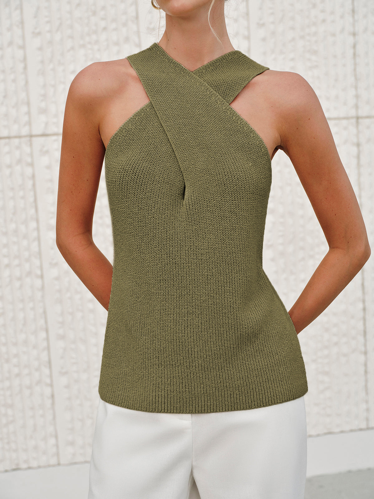 Liv | Cross-Over Collar Festival Outfit Tank Top