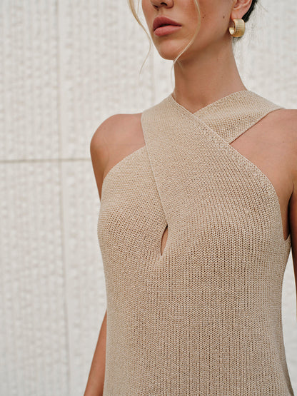 Liv | Cross-Over Collar Festival Outfit Tank Top