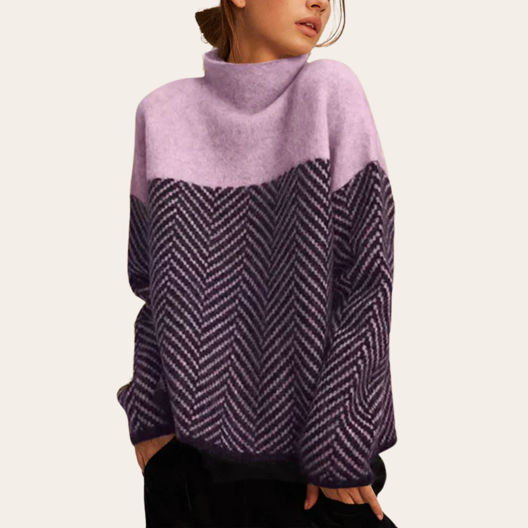 Fashionable Color Block Knit Sweater - OutfitLondon