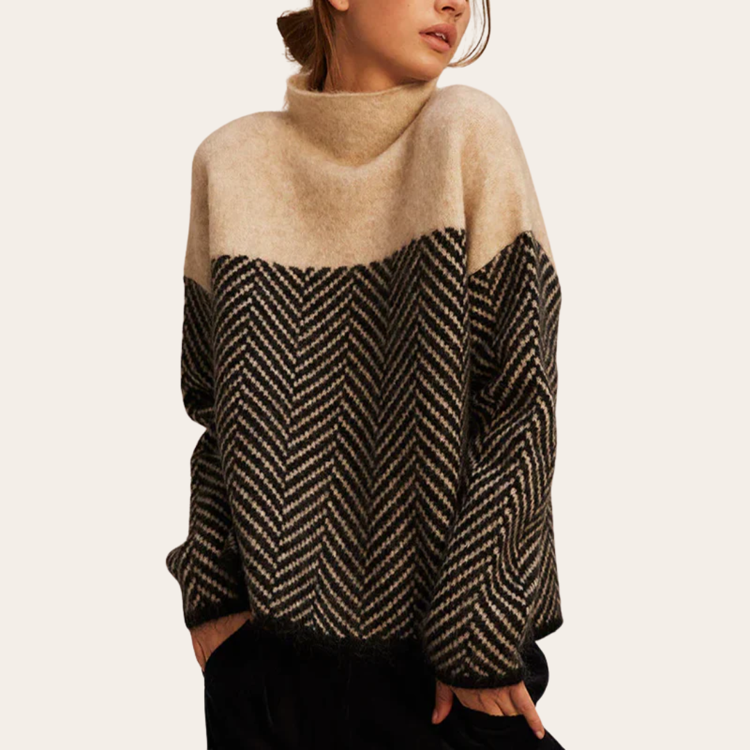 Fashionable Color Block Knit Sweater