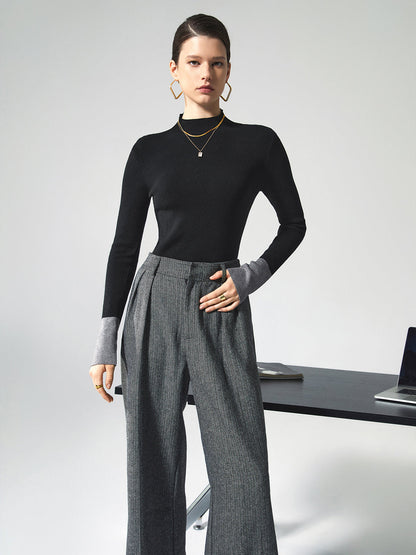 Stylish Contrast Long Sleeve Women's Top