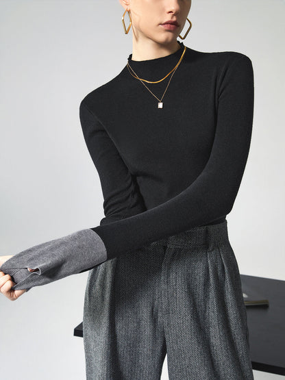 Stylish Contrast Long Sleeve Women's Top