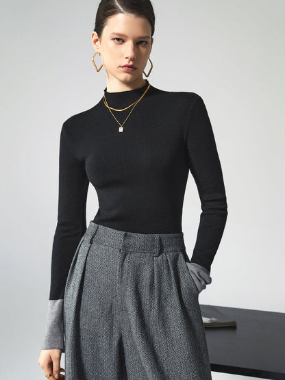 Stylish Contrast Long Sleeve Women's Top