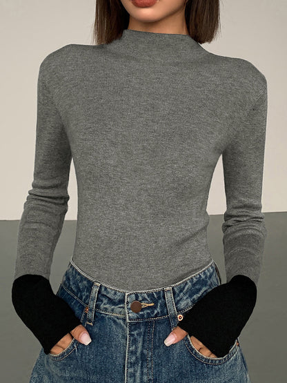 Stylish Contrast Long Sleeve Women's Top