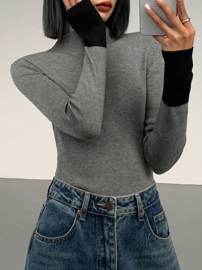 Stylish Contrast Long Sleeve Women's Top