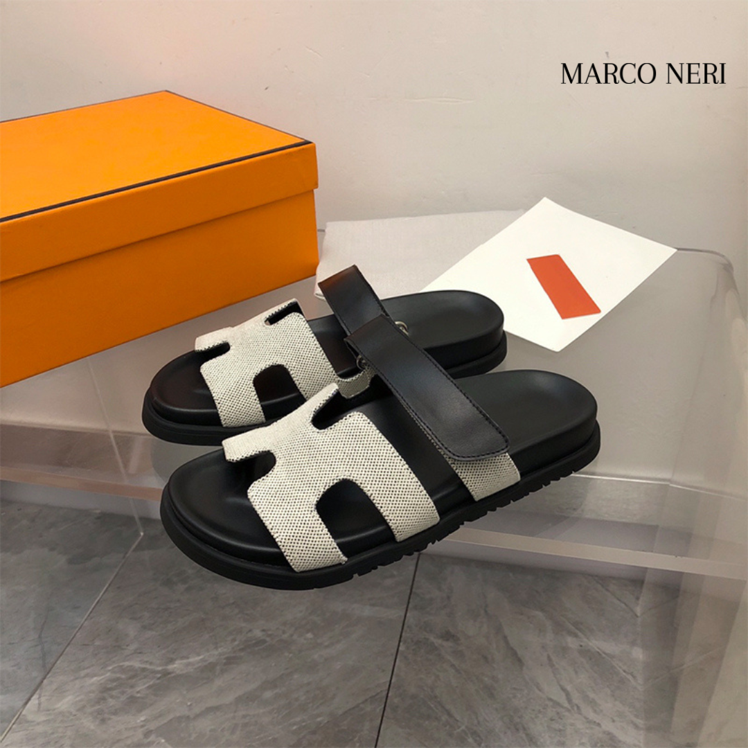 Luxury Leather Slide Sandals - Chic Comfortable Fit