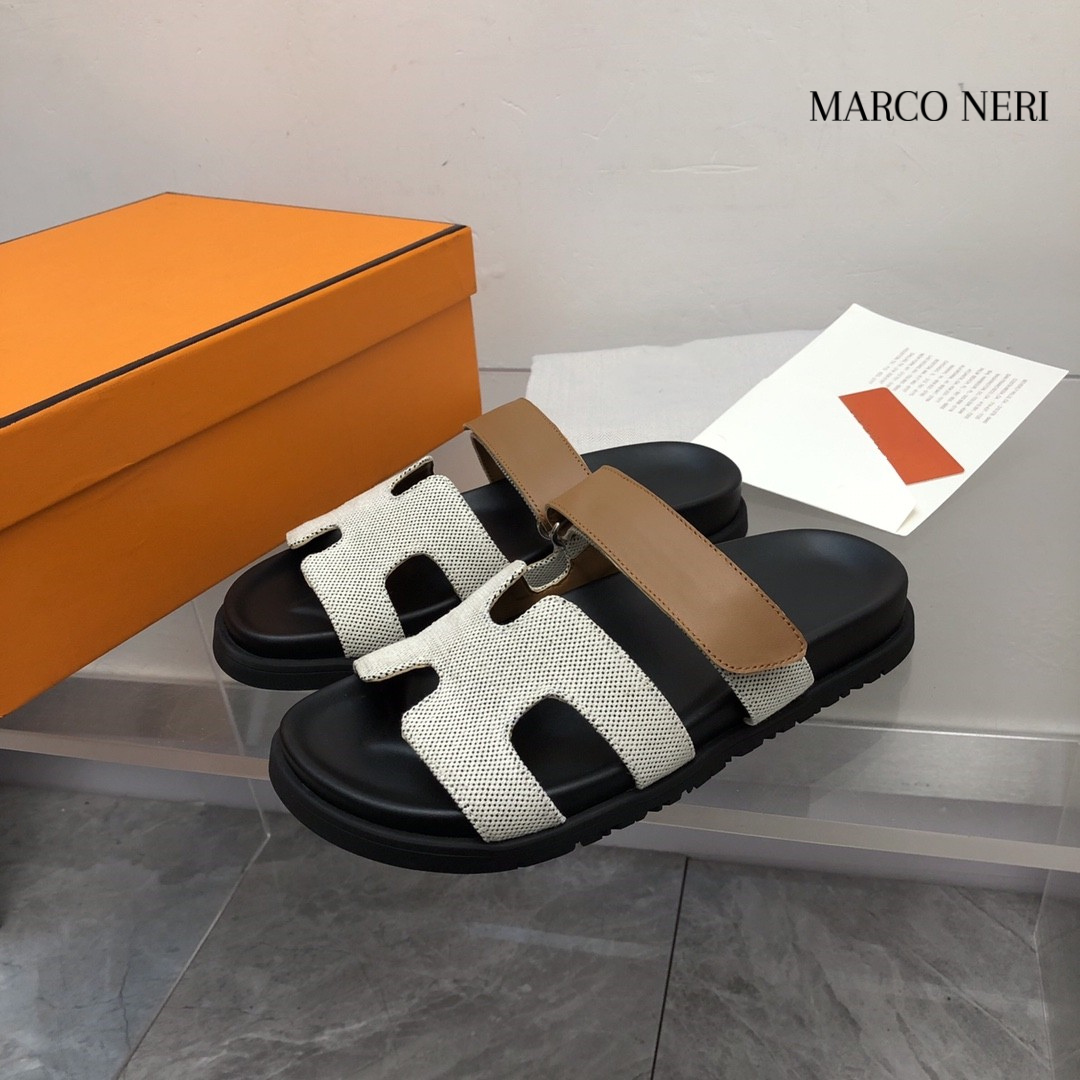 Luxury Leather Slide Sandals - Chic Comfortable Fit
