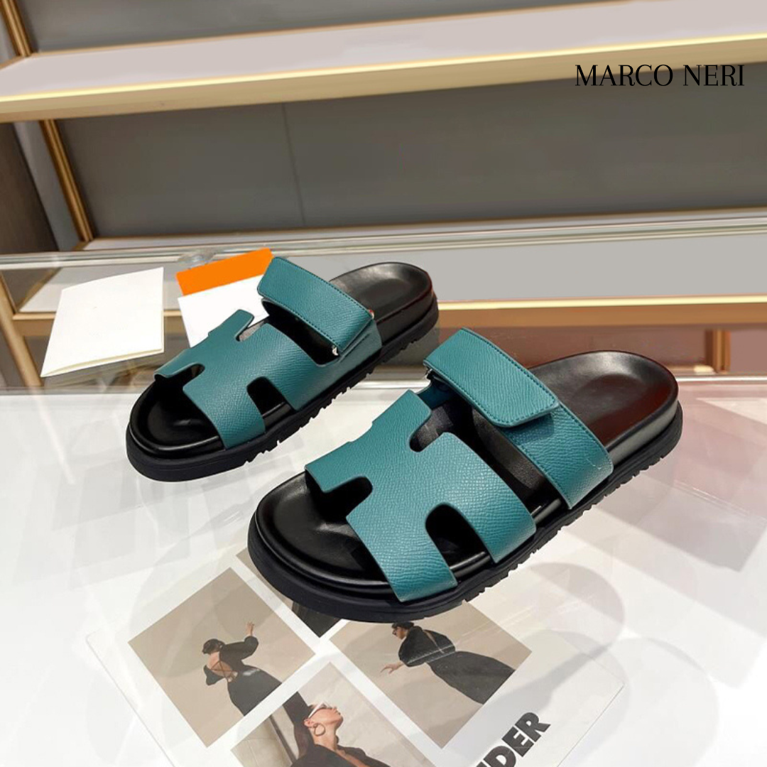 Luxury Leather Slide Sandals - Chic Comfortable Fit