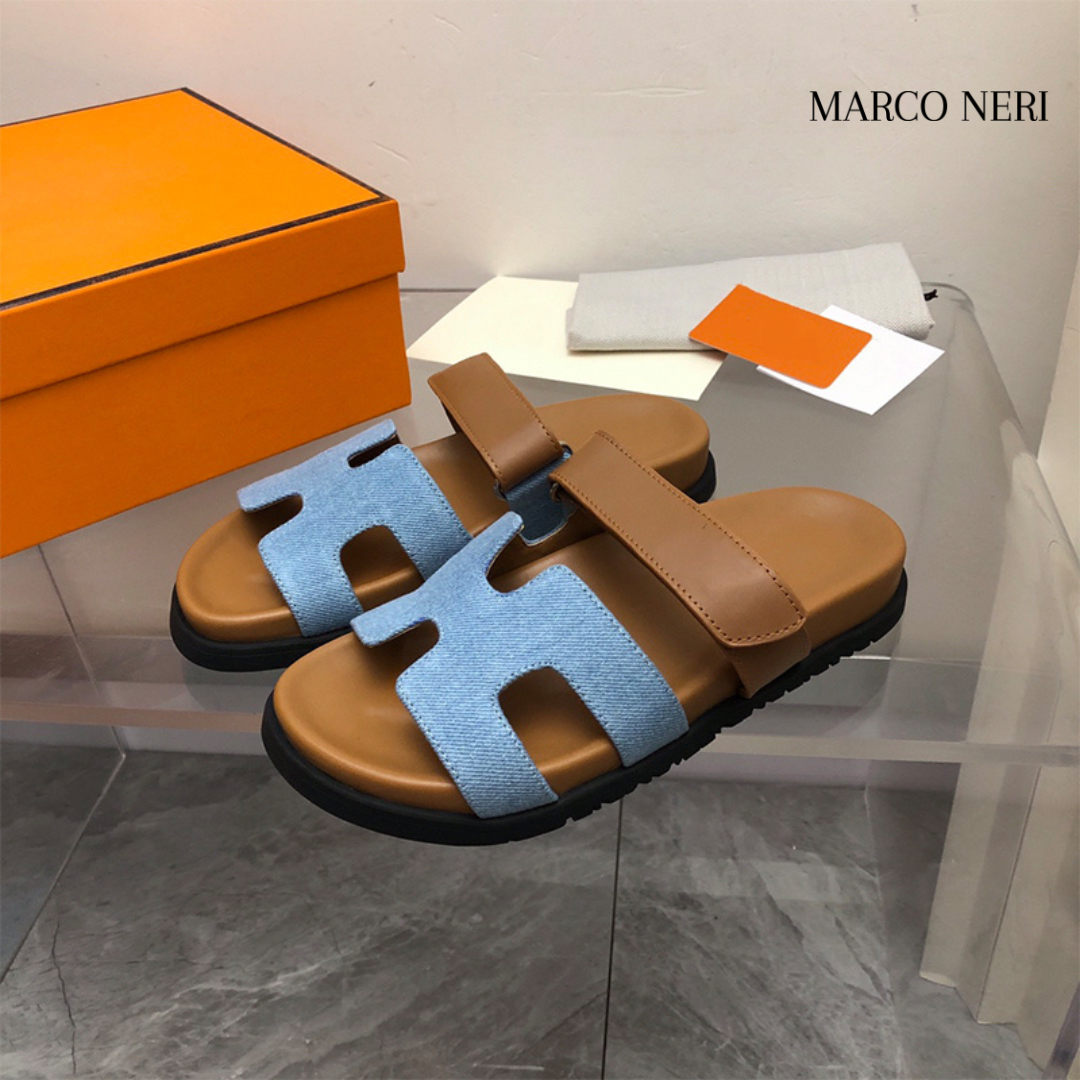 Luxury Leather Slide Sandals - Chic Comfortable Fit
