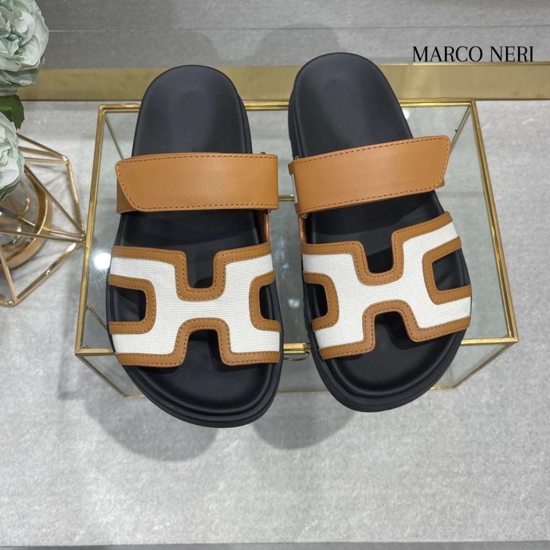 Luxury Leather Slide Sandals - Chic Comfortable Fit