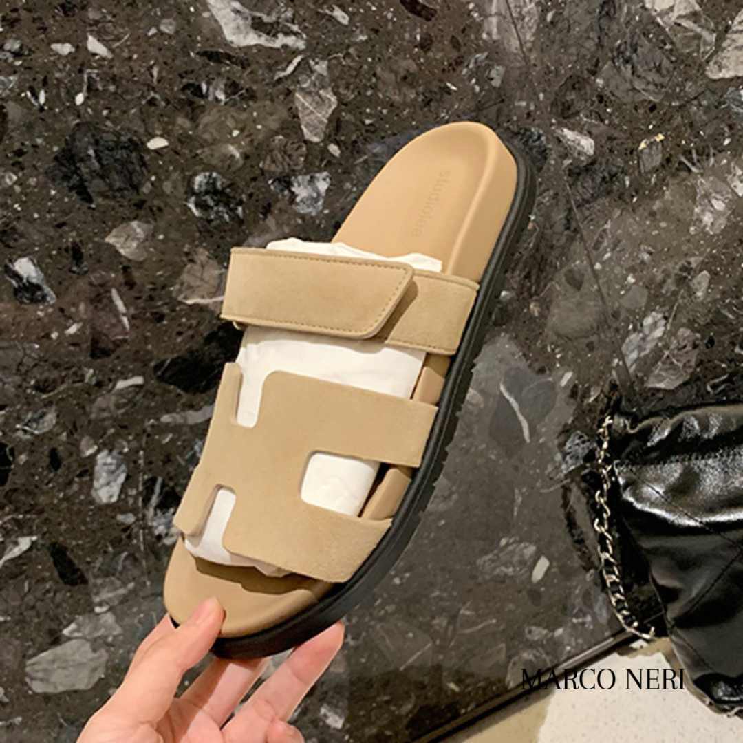 Luxury Leather Slide Sandals - Chic Comfortable Fit