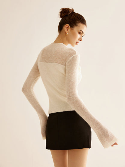 Classic Ladies White Crew Sweater