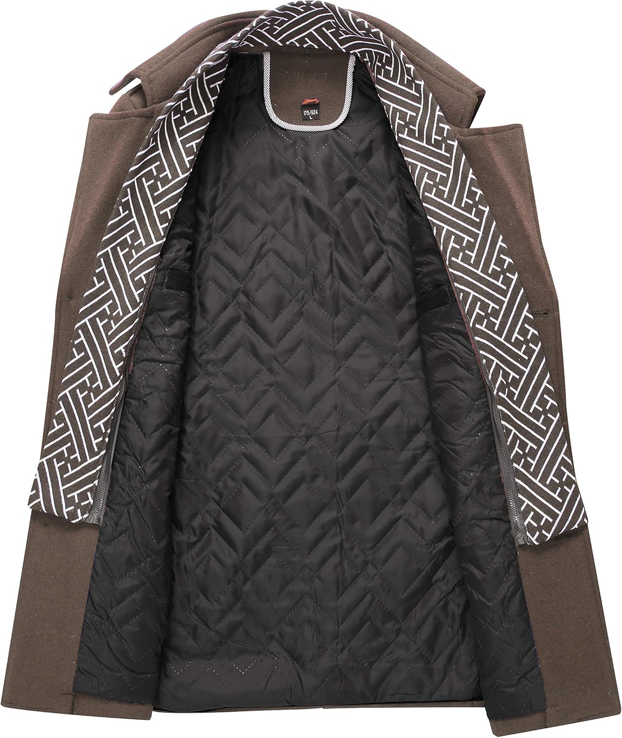 Warm Mens Quilted Wool Navy Coat