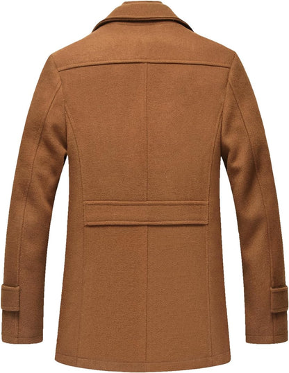 Warm Mens Quilted Wool Navy Coat