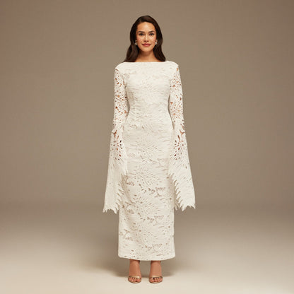 Elegant Lace Floor Length Evening Dress - OutfitLondon