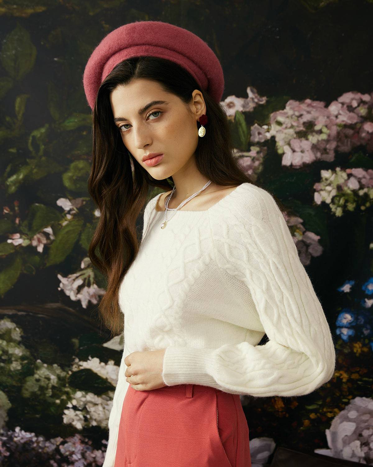Lucille | Relaxed Fit Cable Knit Crewneck Sweater Holiday Clothes