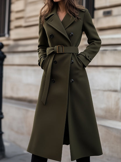 Classic Women's Double Button Trench Coat - OutfitLondon