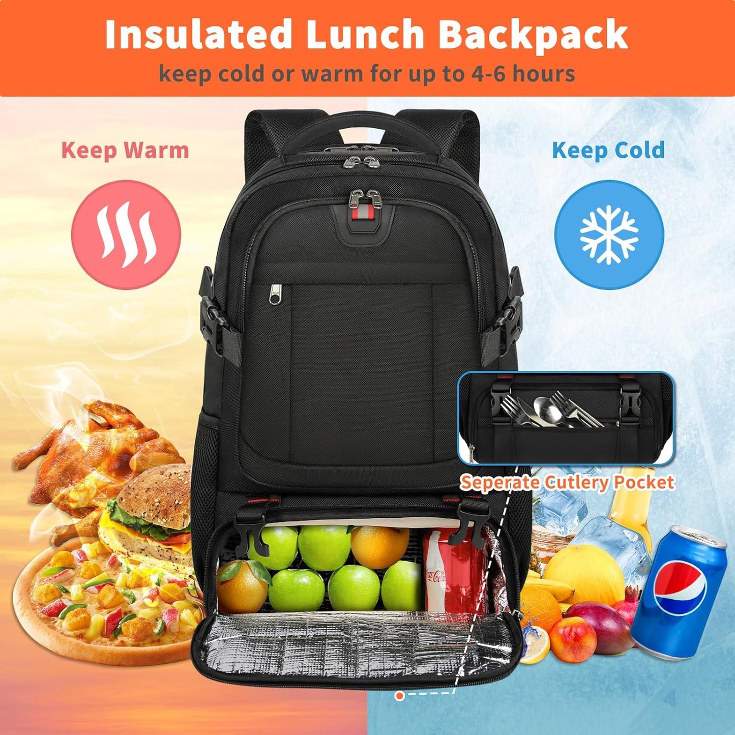 Large Spacious Commuter Backpack with USB Charger Port
